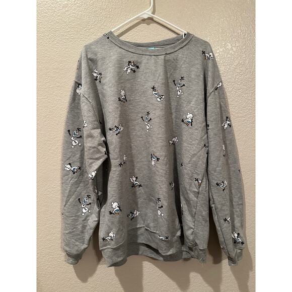 NWOT Disney Frozen Olaf AOP Gray Crewneck Sweatshirt Sz XXL - Picture 1 of 5
